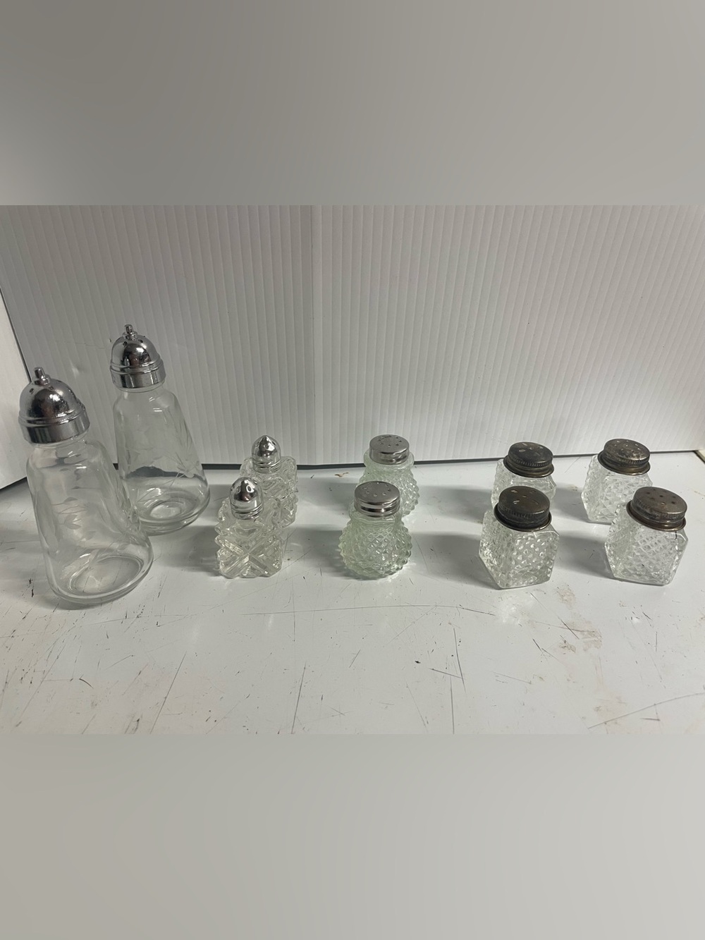 Vintage Glass Salt and Pepper Shakers Set - Clear Glass
